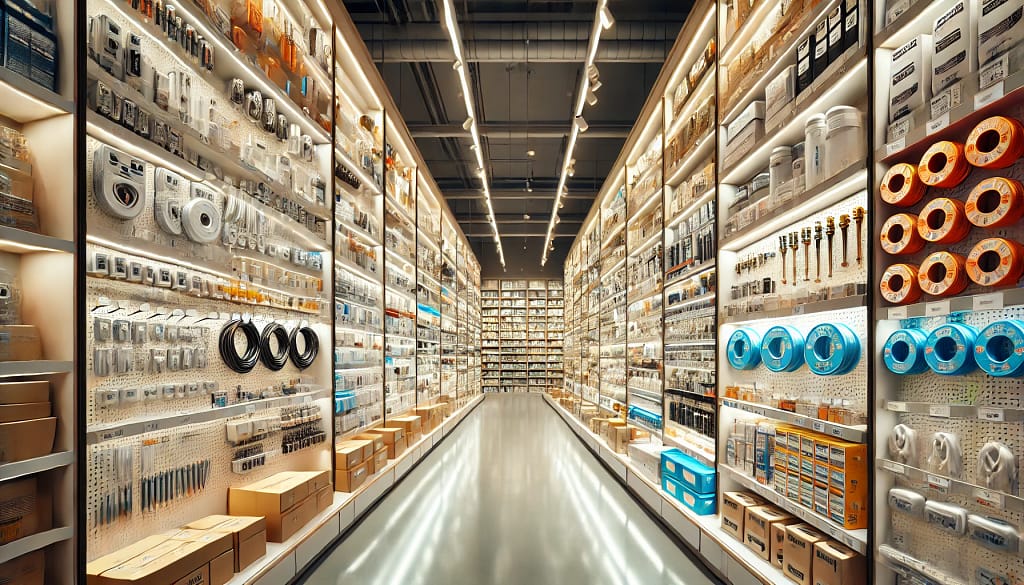 "Rayons de matériel technique et pièces de rechange pour plomberie, chauffage et gaz dans un showroom technique ." Tanger, Maroc oceansfacilities