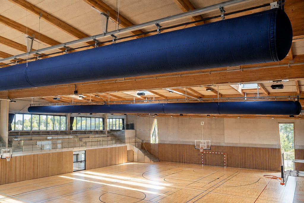 5 raisons de choisir les gaines textiles comme solution de ventilation et de traitement de l’air 5 Salle de sport
