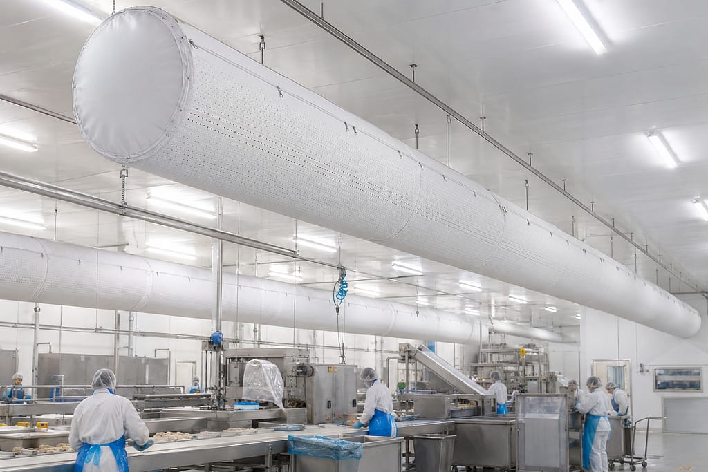 5 raisons de choisir les gaines textiles comme solution de ventilation et de traitement de l’air 3 Site agroalimentaire