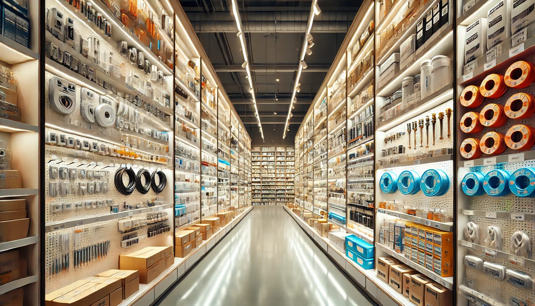 "Rayons de matériel technique et pièces de rechange pour plomberie, chauffage et gaz dans un showroom technique ." Tanger, Maroc oceansfacilities